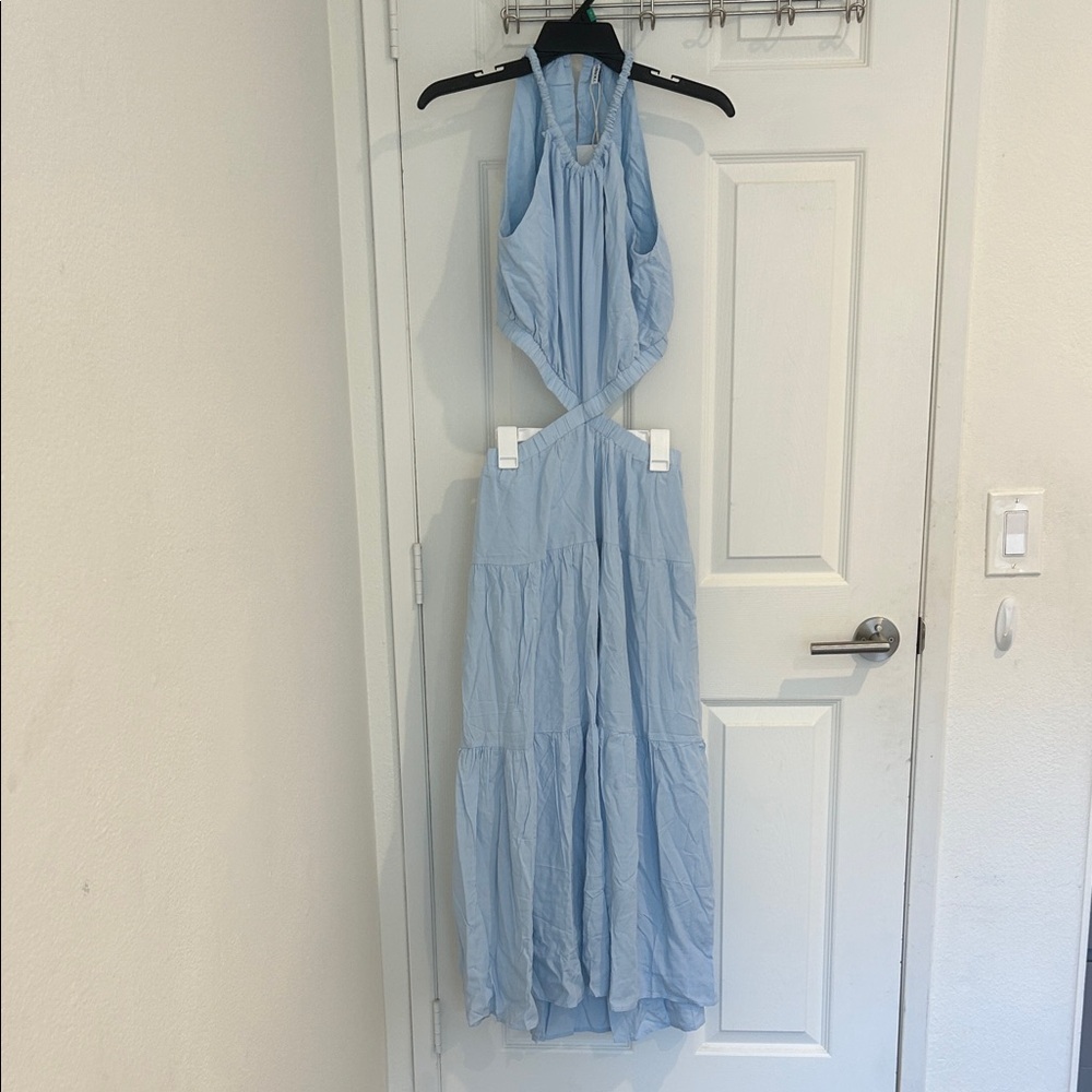 Light Blue Halter Maxi Dress